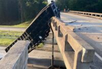 Dump Truck Hits Bridge